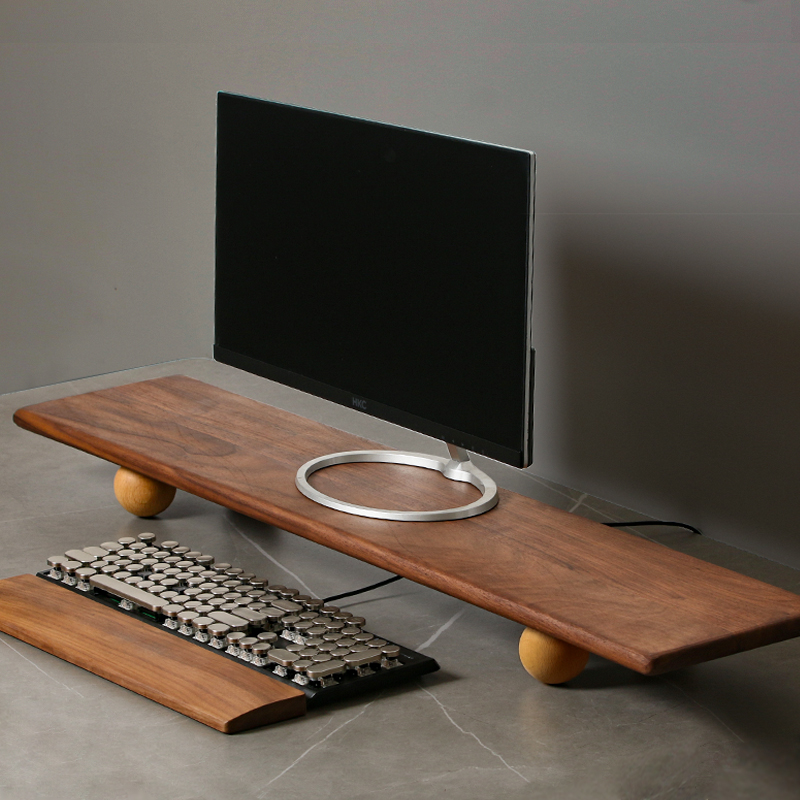 Desk Setup For Laptop And Monitor - Masif Ahşap Monitör Yükseltici Dizüstü Bilgisayar