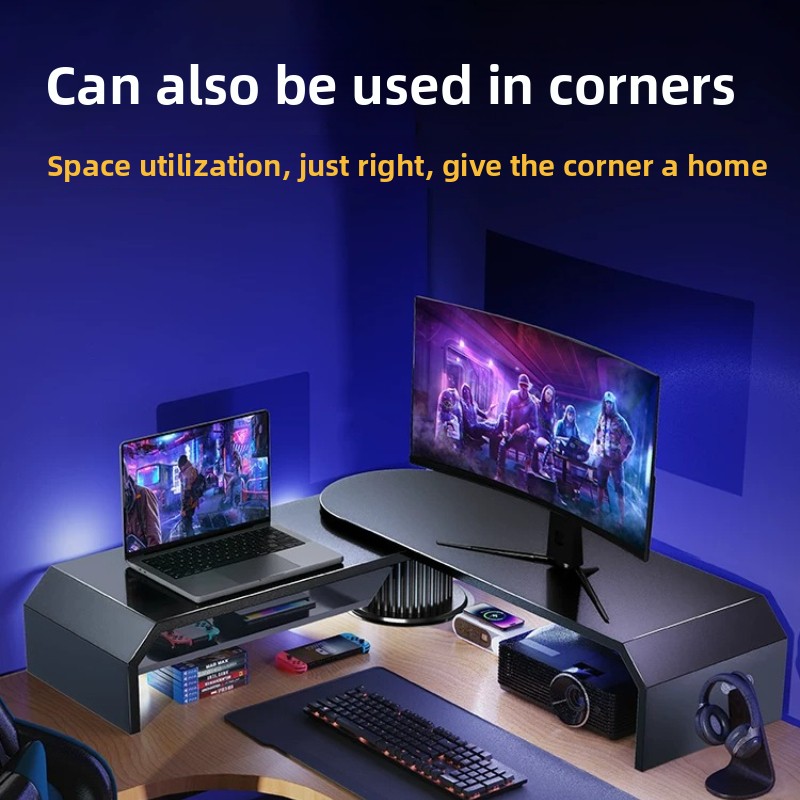 Desk Setup For Laptop And Monitor - Oyun Çift Monitör Standı Ofis Ekran