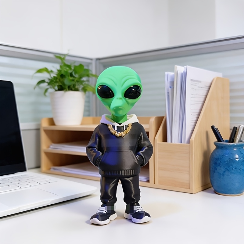 Desk Setup Design - 1 Parça Cepli Tasarımlı Yeşil Uzaylı