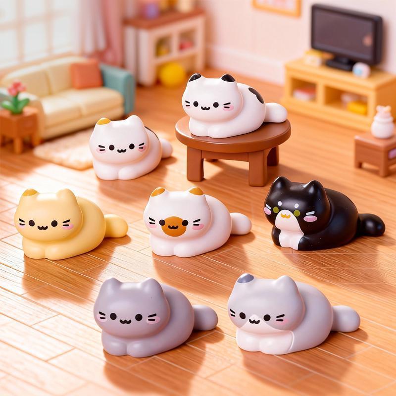 Desk Setup Nature - 8 adet sevimli kedi minyatür figürler