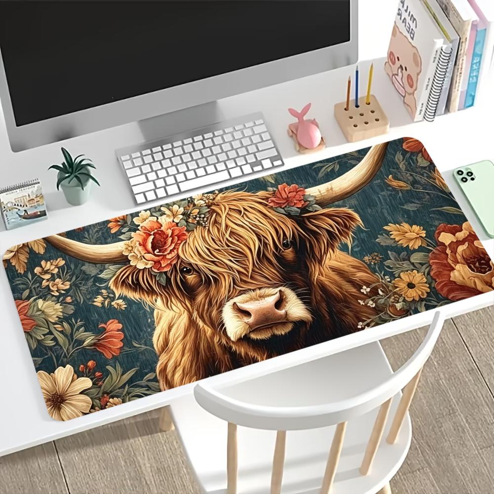 Vintage Highland Cow Çiçek Des - Desk Setup Pc And Laptop incelemesi ve fiyatı