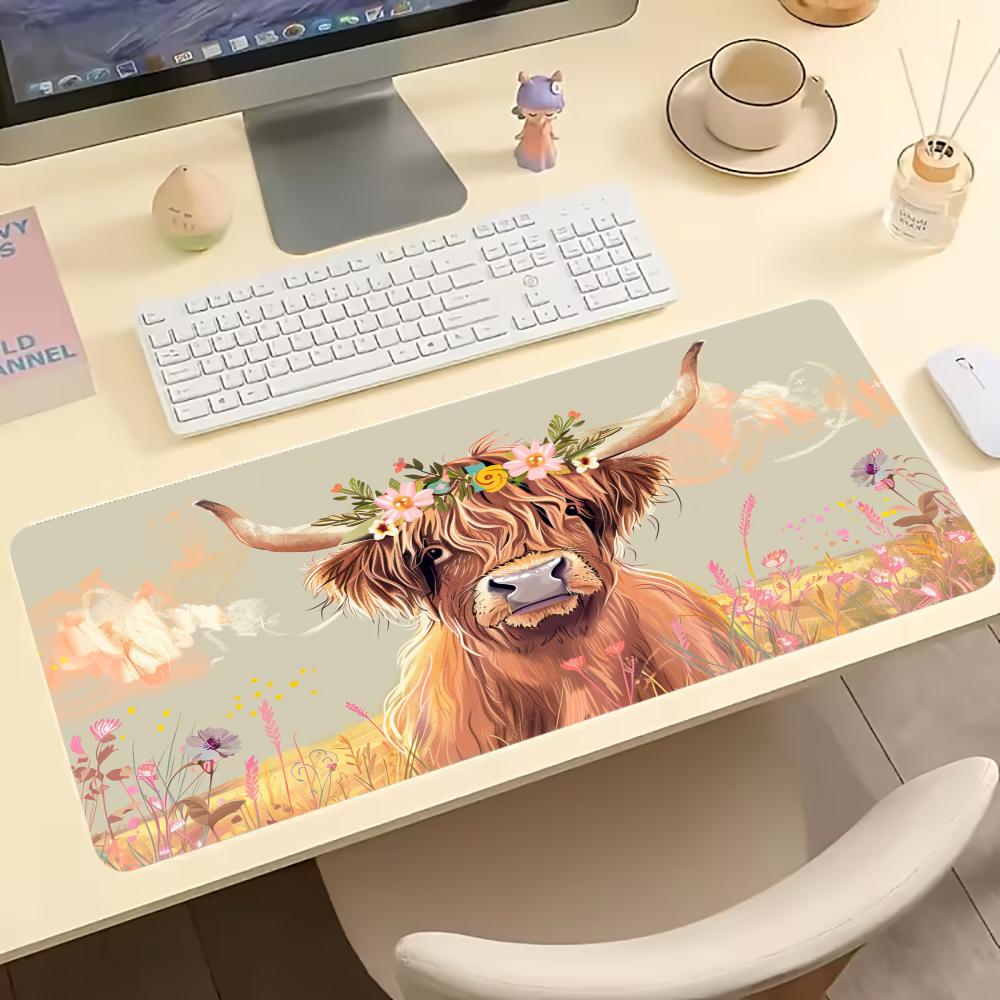 Vintage Highland Cow Çiçek Des - Desk Setup Pc And Laptop incelemesi ve fiyatı